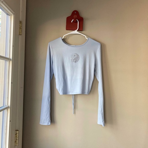 Homegirl Society Yen Yang Cropped Open/Tie Back Crop Top L - Picture 2 of 7